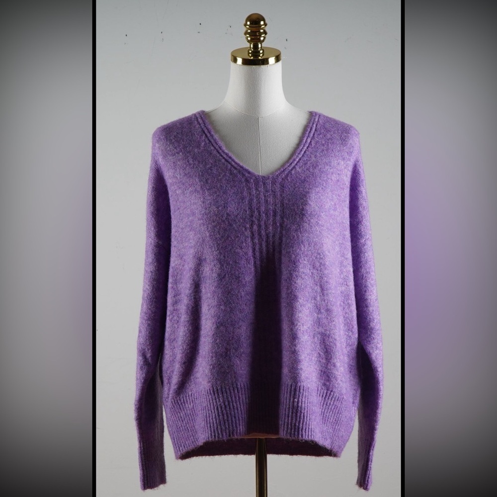 AQUA Violet V-Neck Mohair-Blend Sweater SKU354